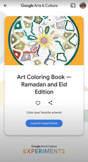 Phone showing interactive digital Ramadan coloring book