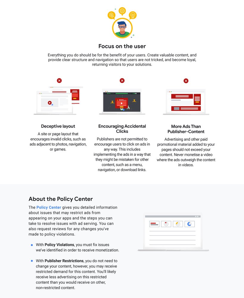 Infographic showing the most common policy questions for Google Ad Manager