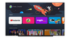 The homescreen for a Google TV kids profile showing a row of apps, above a row of the watchlist