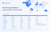 Text reads “Find Google Wallet in your corner of the world” and shows both a map and list of the 57 countries where Google Wallet is available.