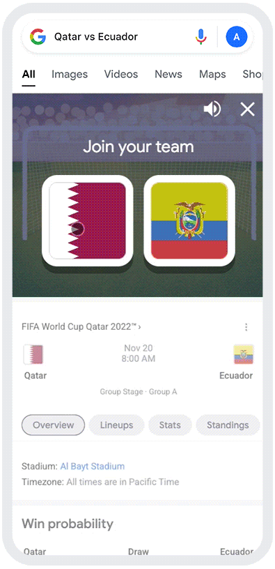 Gif of an interactive scoring game where you are competing with players from around the world to try and score as many goals as you can